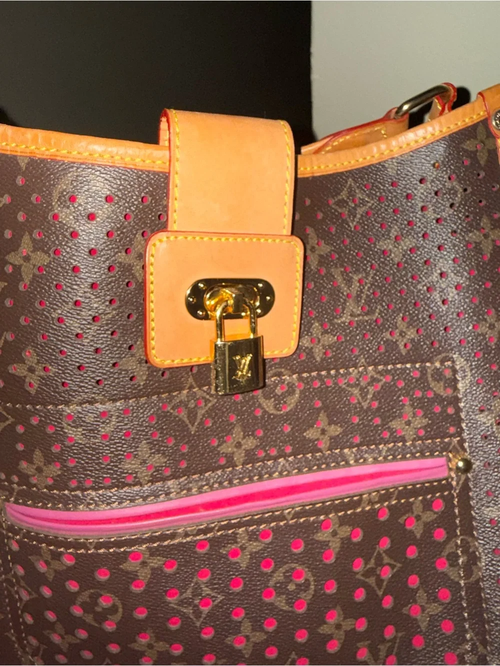 Louis Vuitton Brown & Tan Crossbody with Pink Accent